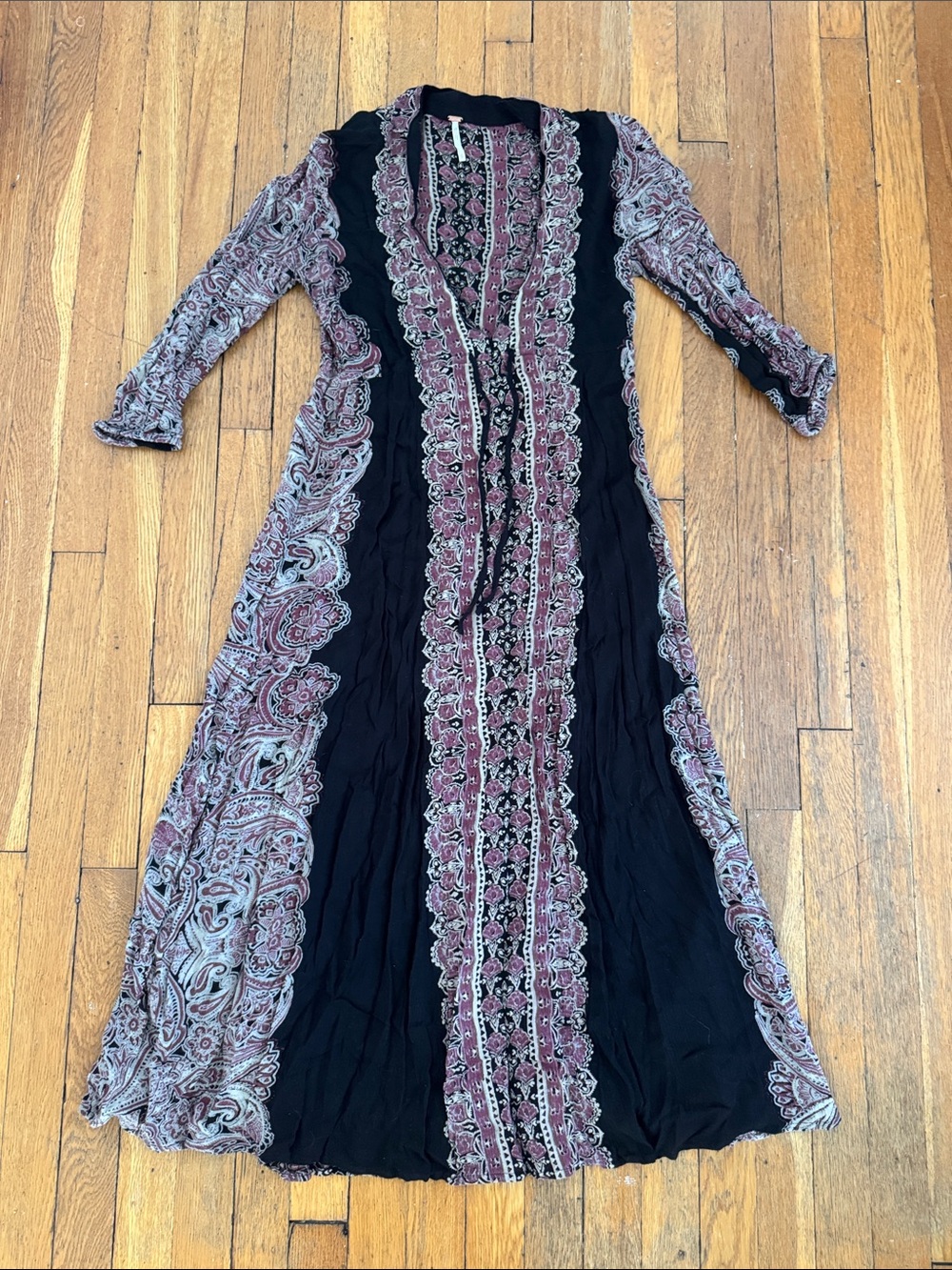Free People Black Maxi Dress with Plunging Neckline